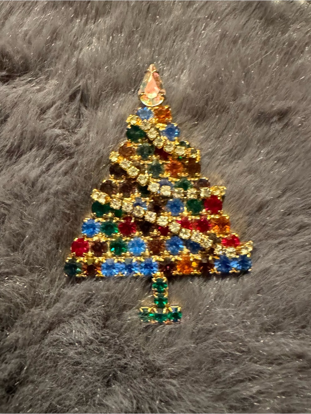 Christa’s‎ Tree Brooch Vintage Gold Tone Multicolor Rhinestones Elegant Jewelry